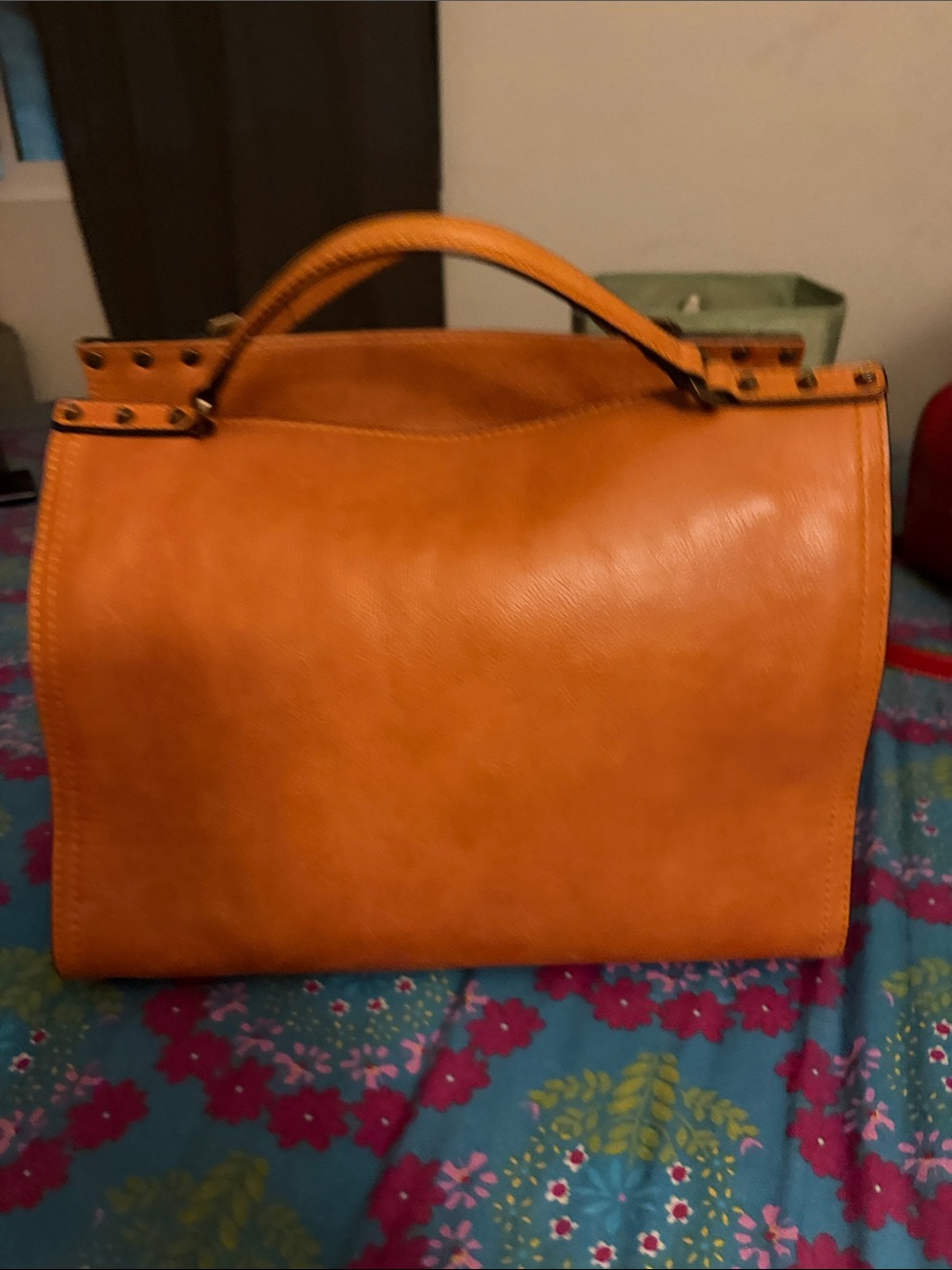 C&C California Orange Leather Top-Handle Satchel